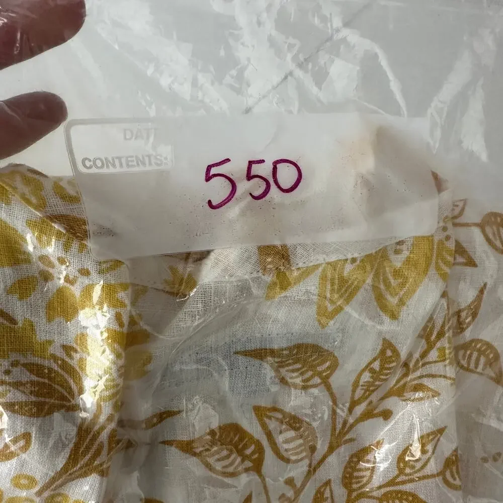 Flax women’s pull over blouse size small yellow flowers long sleeve 100% linen - Picture 9 of 9